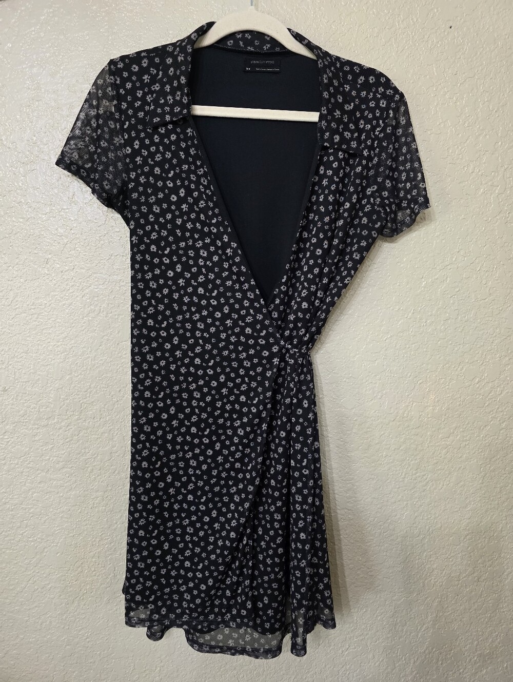 Urban Outfitters Navy Floral Collared Wrap Dress
